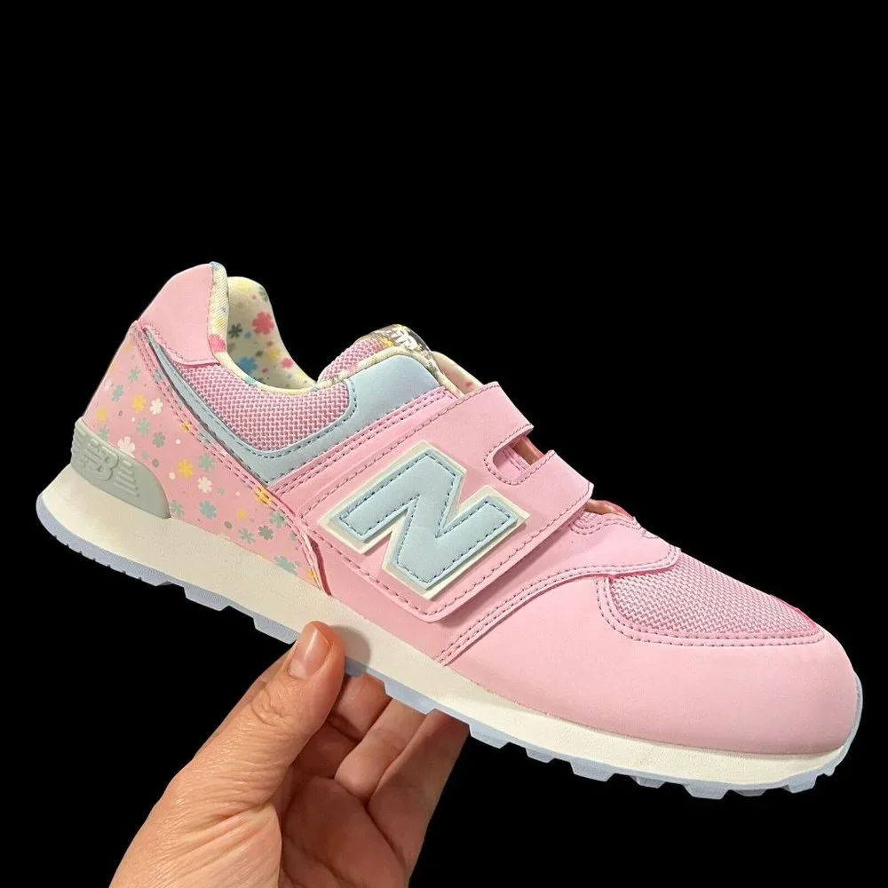 New Balance Kids Pink and Light Blue Velcro Sneakers